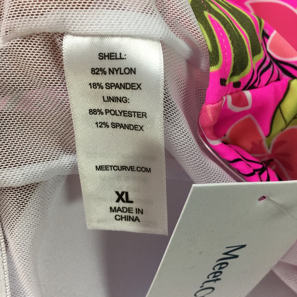 MeetCurve Pink Tropical Floral Halter Tankini Swim Top XL NWT Ruched Padded - Picture 3 of 10